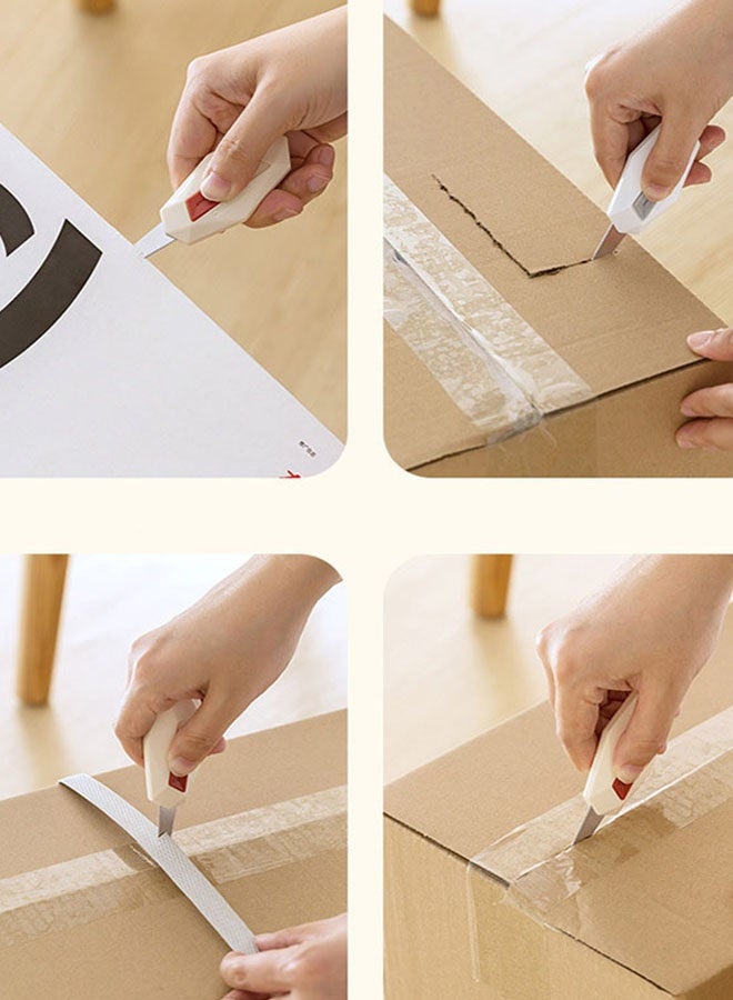 هومستر مقص مغناطيسي أبيض فاخر - مفتوح عبوة مضاد للالتصاق مع سكين تلقائي قابل للسحب | سكين مصغر محمول للاستخدام المنزلي/المكتبي/للشحن | بناء متين من ABS + الفولاذ المقاوم للصدأ | امتصاص مغناطيسي قوي للاستخدام بدون أيدي | أداة قطع آمنة وسهلة الاستخدام - Image 4